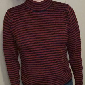 Sag Harbor Red and Black Striped Blouse